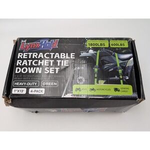 Retractable Ratchet Straps Auto Self Retracting Tie Down 4 pack, Green